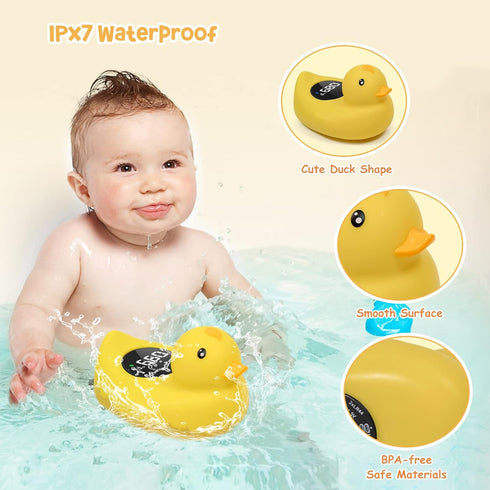 Duck Bath Thermometer Mamtopia Upgrade Baby Bath Water Temperature Warning Thermometers Bathroom Safety Auto ON/Off Bathtub Thermometer Floating T...