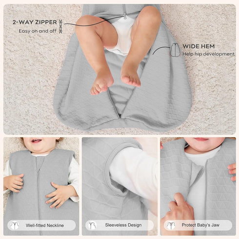 Yoofoss Baby Sleep Sack 0-6 Months, 2.0 TOG Baby Wearable Blanket with 2-Way Zipper, 100% Cotton Fabric Winter Newborn Sleeping sack, Warm Soft Co...