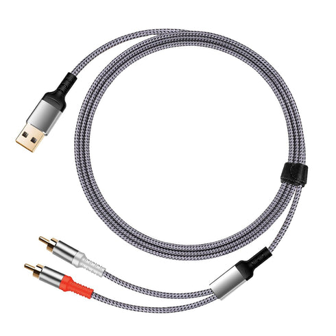 Compatible with USB to RCA Cable Audio Aux Adapter, 6.6FT USB to 2RCA Cable HiFi Stereo Y Splitter for USB A Laptop, Linux, Windows, Desktops, PS4...
