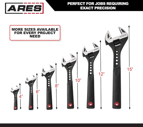 ARES 79001-6-Inch Adjustable Wrench - 15/16-Inch Jaw Capacity - Chrome Vanadium Steel Construction - Ergonomic TPR Handle...