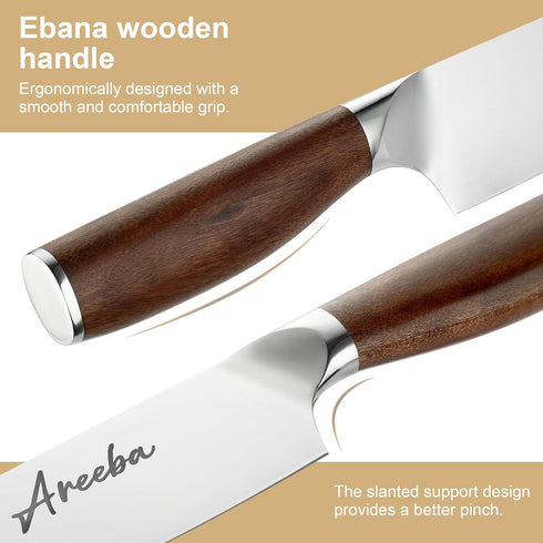 Chef Knife, Razor Sharp 8 Inch Kitchen Knife with Ebana Wood Handle High Carbon Stainless Steel Professional Cooking Chef's Knives with Gift Box...