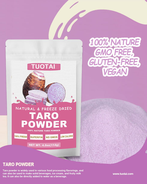 Freeze Taro Powder, 4 Ounces, Taro Powder for Smoothie, Drinks and Baking Food...