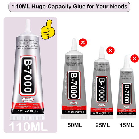 3.7oz B7000 Rhinestone Clear Glue for Jewelry Making, 110 ml Multipurpose Adhesive Jewlery Glue for Fabric, Tumblers, Rhinestones DIY Crafts, Nail...