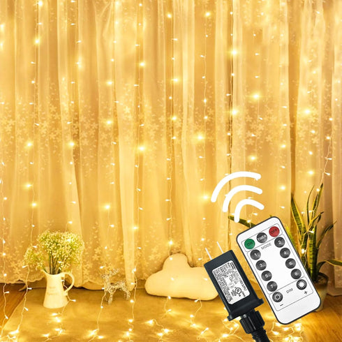 Twinkle Star 6.6x9.8ft 300 LED Curtain Lights, Fairy String Lights with Remote Control, Timer, for Wedding Party Bedroom Home Garden Bedroom Indoo...