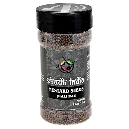 Shudh india Black Mustard Seeds Whole Spice (Kali Rai) 4.4oz (125g) PET Jar ~ All Natural | Gluten Friendly | NON-GMO | Vegan | Indian Origin " (B...