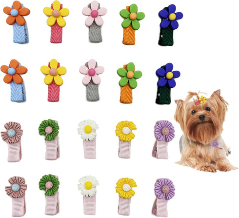 Pet Hair Clips Dog Hair Clips Flower Dogs Hair Bows Cute Puppy Dog Hair Multicolor Cat Hair Accessories Grooming Costumes Supplies for Cats Dog Pu...