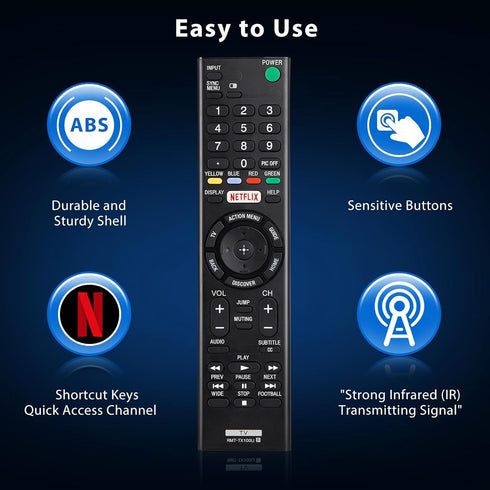Universal for Sony TV Remote Control Replacement Compatible with Sony Bravia Smart LCD LED HD TVs RMT-TX100U...