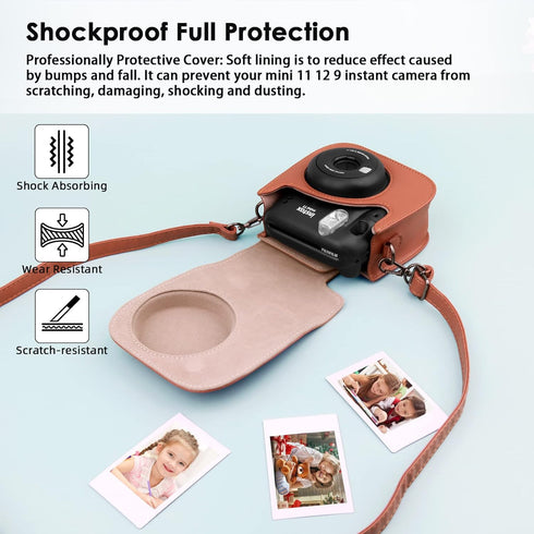 Protective Camera Case for Fujifilm Instax Mini 11 12 9 Instant Camera with Instax Mini Album, Photo Album for Fujifilm Instax Mini Camrea, PU Lea...