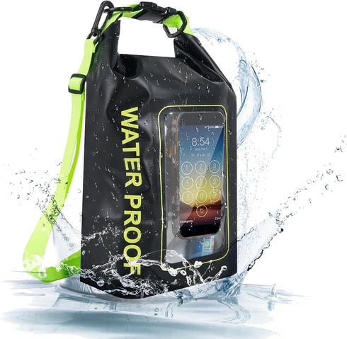 IP68 Waterproof Dry Bag, 2L - Roll Top Waterproof Pool Bag?Dry Bags for Kayaking Waterproof-w/Phone Pouch,Large Waterproof Phone Pouch,Boating & K...