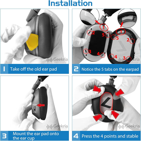 Geekria QuickFit Replacement Ear Pads for Plantronics BackBeat PRO 2, BackBeat PRO 2 Special Edition, Voyager 8200 UC Headphones Ear Cushions, Hea...