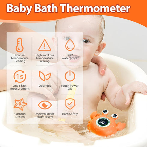 Baby Bath Thermometer,Newborn Swimming Safety Toy Thermometer?Bathtub Water Thermometer,Large Eyed Crab Toy Floating Water Temperature Gauge Baby ...