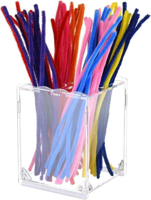 Acrylic Pipe Cleaners Storage & Organizer, Pipe Cleaners Holder with Separation, Fit for Pipe Cleaners Art and Craft Supplies, with Installation T...
