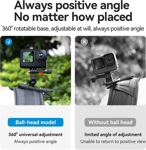 360° Swivel Backpack Clip Mount w Phone Holder, Bag Belt Shoulder Strap Body Attach Accessory for GoPro Max Hero 12 11 10 9 8 7 6 5, Insta360 X3 G...