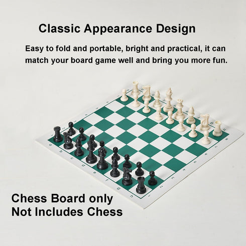 20" Tournament Roll Up Chess Board, Tournament Chess Mat, Vinyl with Green Squares, Chess Rollable Chessboard, Non Slip Travel Chess Board Mat for...