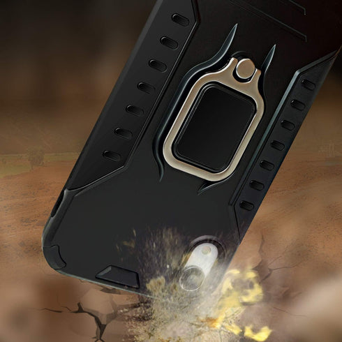 MODOS LOGICOS Case for iPhone XR, Dual Layers Shockproof Protective Case with Built-in 360 Metal Rotating Ring Kickstand, Working with Any Magneti...