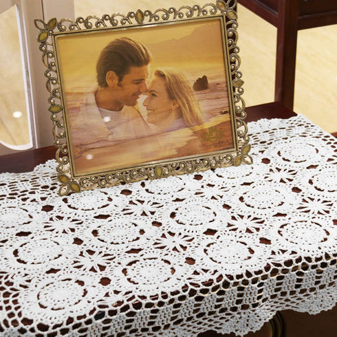 Damanni Cotton Handmade Crochet Lace Table Runner Doilies Dresser Scarves for bedrooms,19 Inch by 35 Inch?White...