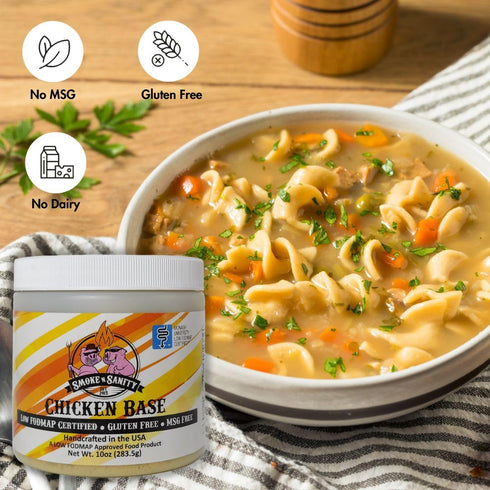 Smoke n Sanity Chicken Base - Certified Low FODMAP Seasoning - Gluten Free - Dairy Free Low FODMAP Chicken Broth (10.0 oz)...