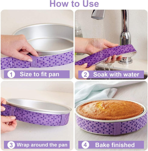 WAFJAMF 2 Piece Bake Even Cake Strip for Evenly Baked Cakes,Cake Pan Dampen Strips,Absorbent Thick Cotton, Prevent Crowning and Keep Cakes More Le...