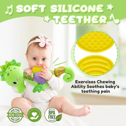 Baby Toys 0 to 12 Months, Musical Stuffed Animal Activity Soft Toys with Multi-Sensory Crinkle, Rattle and Textures, Infant Tummy Time Toys for Ne...