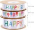 3 Rolls Happy Birthday Ribbon Roll Wide Satin Ribbon Happy Birthday Balloons Ribbon Wrapping Ribbon for Party Decoration...
