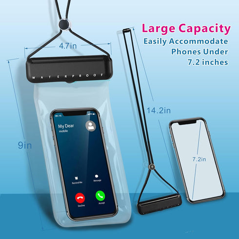 [2 Pack Universal Waterproof Phone Pouch?IPX8 Water Proof Cell Phone Dry Bag for iPhone 15 14 13 12 11 XS XR X Pro Max Plus Mini, Diving Beach Fis...