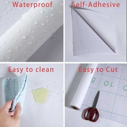 White Contact Paper 15.7"x118" Peel and Stick Wallpaper, Matte White Wallpaper Self-Adhesive and Removable Decorative Contact Paper for Cabinets,C...