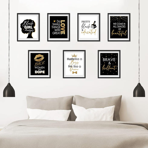 8 x 10 Inch Inspirational Wall Décor Teen Black Girls Bedroom Décor Makeup Lash Lips Wall Art Poster, Motivational Design for Bathroom Beauty Salo...