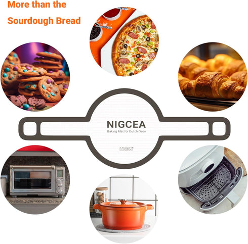 Silicone Bread Sling for Dutch Oven, Oval & Round, Sourdough Bread Baking Supplies, Non Stick, Heat-Resistant 536º F/ 280º C, Gray (Oval + Circle ...