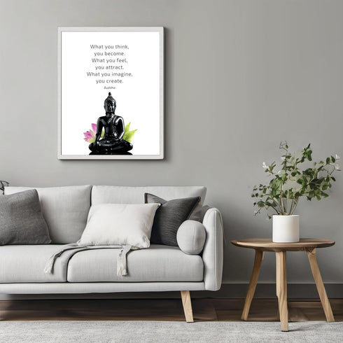 Posterizer 1 pcs-Buddha what you think you become-Quotes and Poems-Famous Figures Art Collection-Gift For Yoga, Buddhism, Meditation , philosophy ...