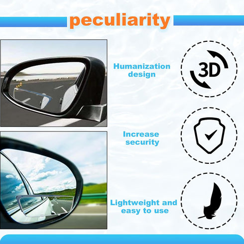 2Pcs Upgrade Blind Spot Mirror, 360° HD Glass Frameless Convex Rear View Mirrors Exterior Accessories with wide angle Adjustable Stick Blind Spot ...