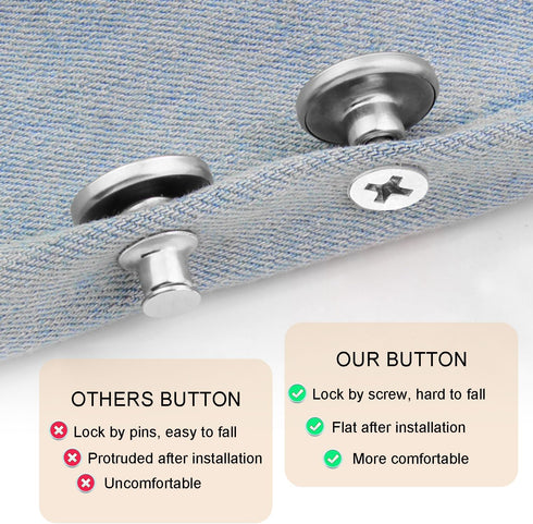 24 Pcs 17mm Jeans Button Replacement, Metal Buttons for Jeans No-Sew Nailess Removable Button for Jacket Coat, Loose Jeans, Pants DIY Sewing Repla...