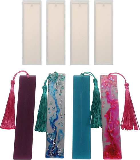 4 Pack DIY Bookmark Resin Mold, Bookmark Silicone Molds, Jewelry DIY Craft Transparent Mold...