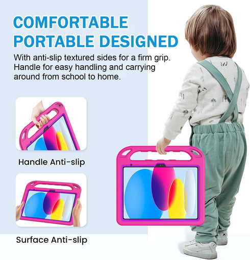 BMOUO Kids Case for iPad 10th Generation 10.9 inch 2022 - with Built-in Screen Protector, Shockproof Light Weight Covertible Handle Stand iPad 10t...