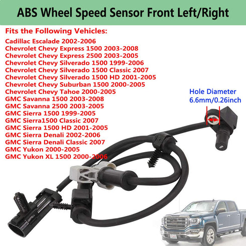 19181873 ABS Wheel Speed Sensor Front Left/Right,Fit for Chevrolet Silverado Express Suburban Tahoe GMC Savanna Sierra Yukon XL Cadillac Escalade ...