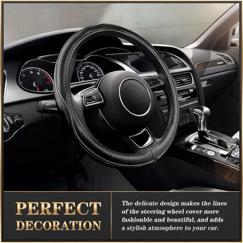 K KNODEL Universal Fit Steering Wheel Cover, Microfiber Leather Car Steering Wheel Cover, Anti-Slip Car Wheel Protector, 15 Inch (Black)...