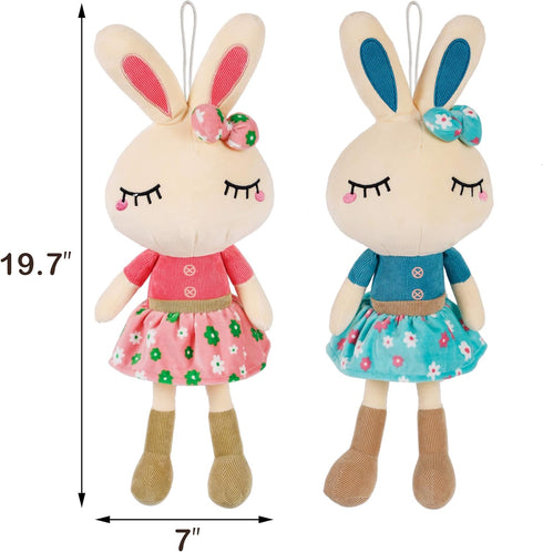 Set of 2 Easter Plush Bunny Rabbit, 18.3 in Doll Rabbit Stuffed Animal Huggable Rabbit Christmas Easter Girls' Gift Room Decorations, Pink & Blue...