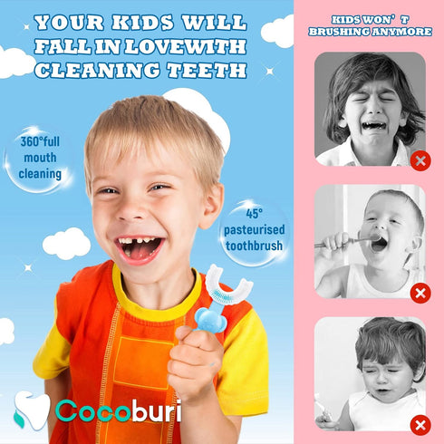 Kids U-Shaped Toothbrush Manual Training Tooth Brush Silicone soft head toothbrush 361 ° oral cleaning toothbrush(Yellow...