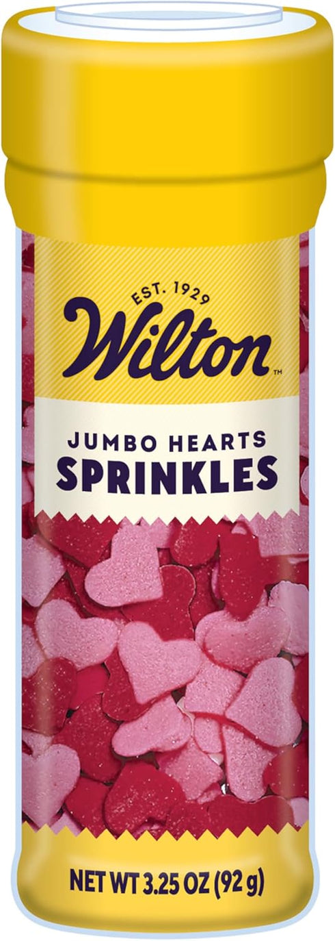Wilton Jumbo Heart Sprinkles, Heart-Shaped Sprinkles for Valentine's Day Cakes, Cupcakes & Cookies, 3.2 oz, Red and Pink...