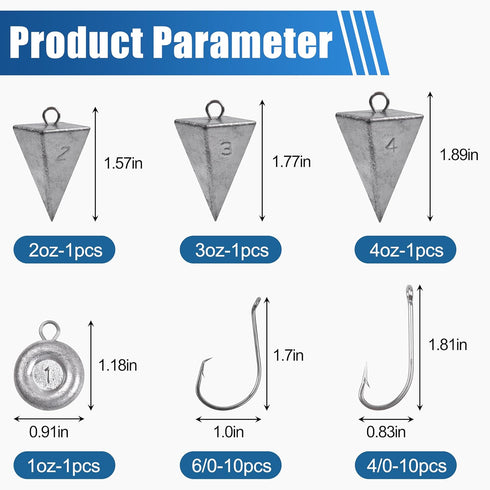 Surf Saltwater Fishing Tackle Kit,36PCS Surf Fishing Leader Rigs with Pyramid Sinkers Disc Sinkers Fishing Wire Leader Circle Hooks Saltwater Fish...