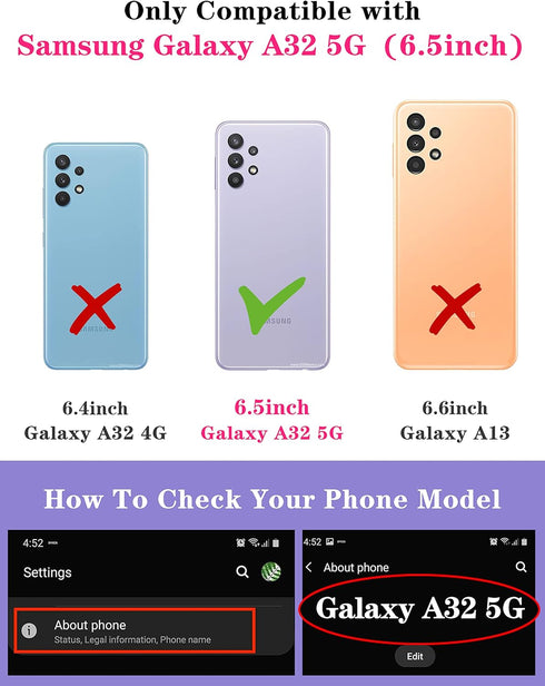 Goocrux (2in1 for Samsung Galaxy A32 5G Case Leopard Print Women Girls Phone Cover Cute Cheetah Print Animal Design with Slide Camera Cover+Ring H...