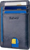 Buffway Slim Minimalist Front Pocket RFID Blocking Leather Wallets for Men and Women - Alaska Blue...