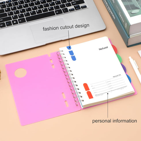Spiral Notebook Wide Ruled 5 Subject Notebook with Tabs Dividers 6" X 8" Small Lined Journal Notebooks for Work 206 Pages Aesthetic Hardcover Note...