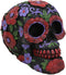 Ebros Black Day of The Dead Floral Blooms Sugar Skull Figurine DOD Skulls Statue 6" Long As Halloween Ossuary Macabre Decor Collectible (Summer Re...