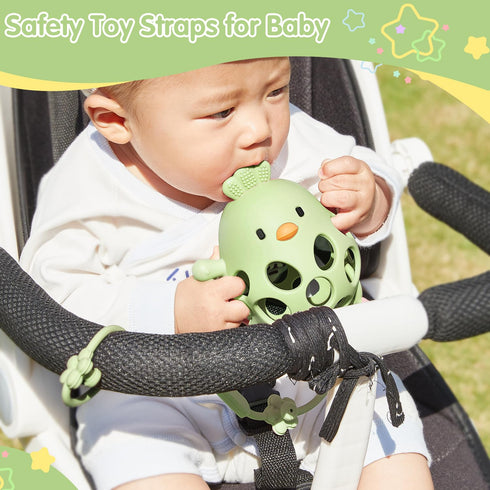 Baby Teething Toys with A Toy Safety Strap for Babies 0-6 6-12 Months, Food Grade Silicone Baby Hand Teething Mitten, Easy-Grab Hollow Design and ...