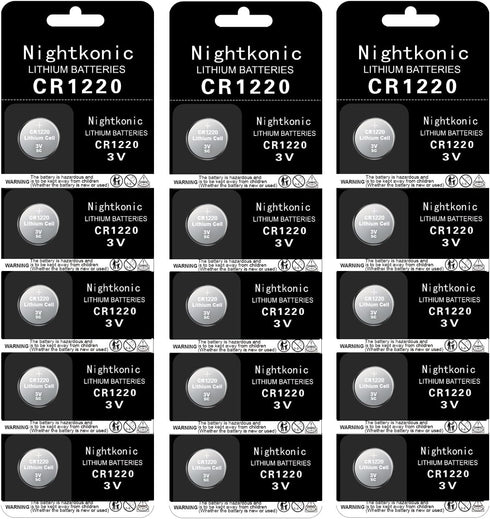15 Count CR1220 Battery 3V Lithium Button Cell Coin 1220 Batteries...