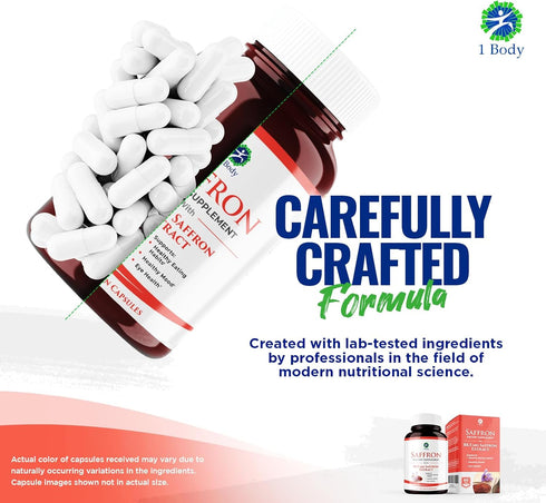 1 Body Saffron Extract 8825 – Antioxidant & Mood Support Saffron Supplement – 88.5 mg of Pure Safranal per Vegetarian Capsule...