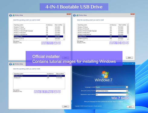 64GB - Bootable Windows 11/10 / 8.1/7, USB Driver 3.2 for Reinstall Windows, Reset Password, Supported UEFI and Legacy, Data Recovery, Repair Tool...
