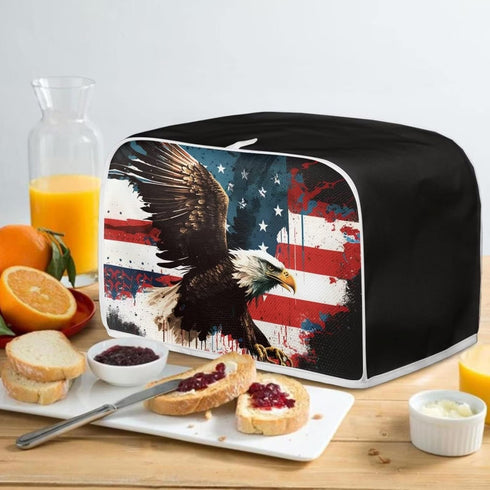 Bald Eagle Toaster Cover 4 Slice Wide Slot Small Appliance Covers Kitchen Decor Accessories Toaster Oven Cover Bread Maker Cover American Flag Pat...