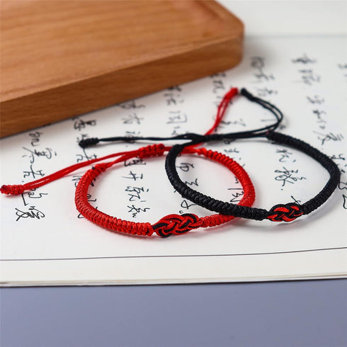 Caiyao 2Pcs Handmade 7 Knots Red String of Fate Protection Good Luck Bracelet Set Adjustable Kabbalah Braide Rope Long Distance Relationship Brace...