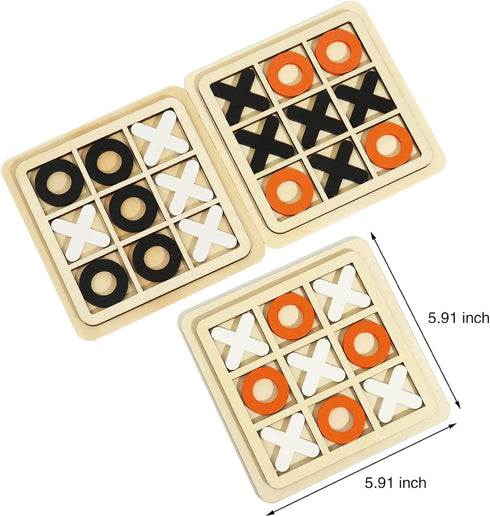 Wooden Board Tic Tac Toe Game XO Table Toy Classical Family Children Puzzle Game Educational Toys, Random Color...